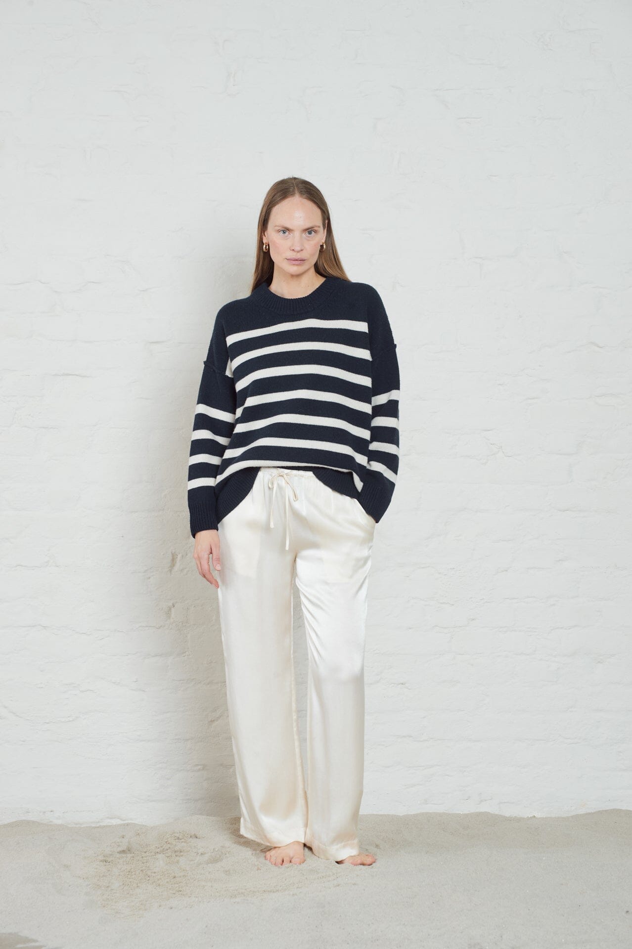 ArnieSays: Kayne Stripe Dk Navy/Offwhite Genser