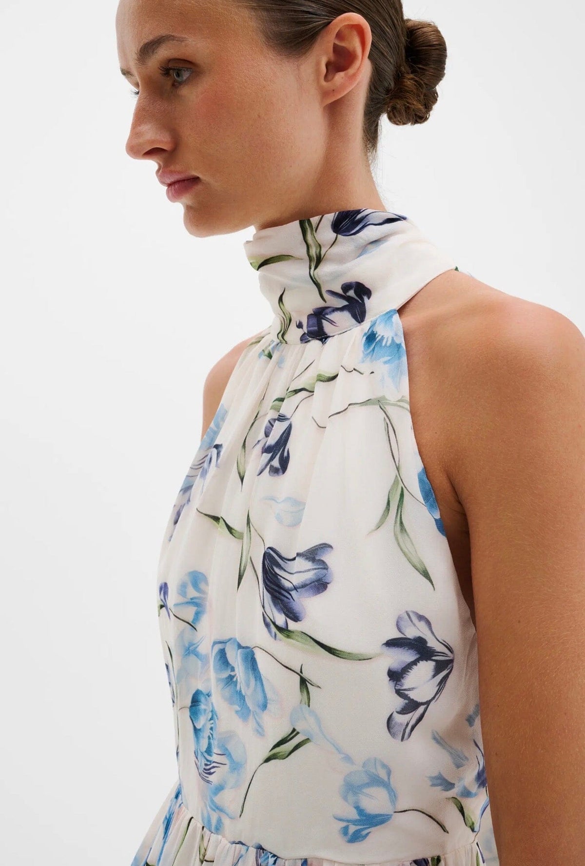 Malina Fern Halterneck Ruffled Mini Dress Tulip Blue Kjole