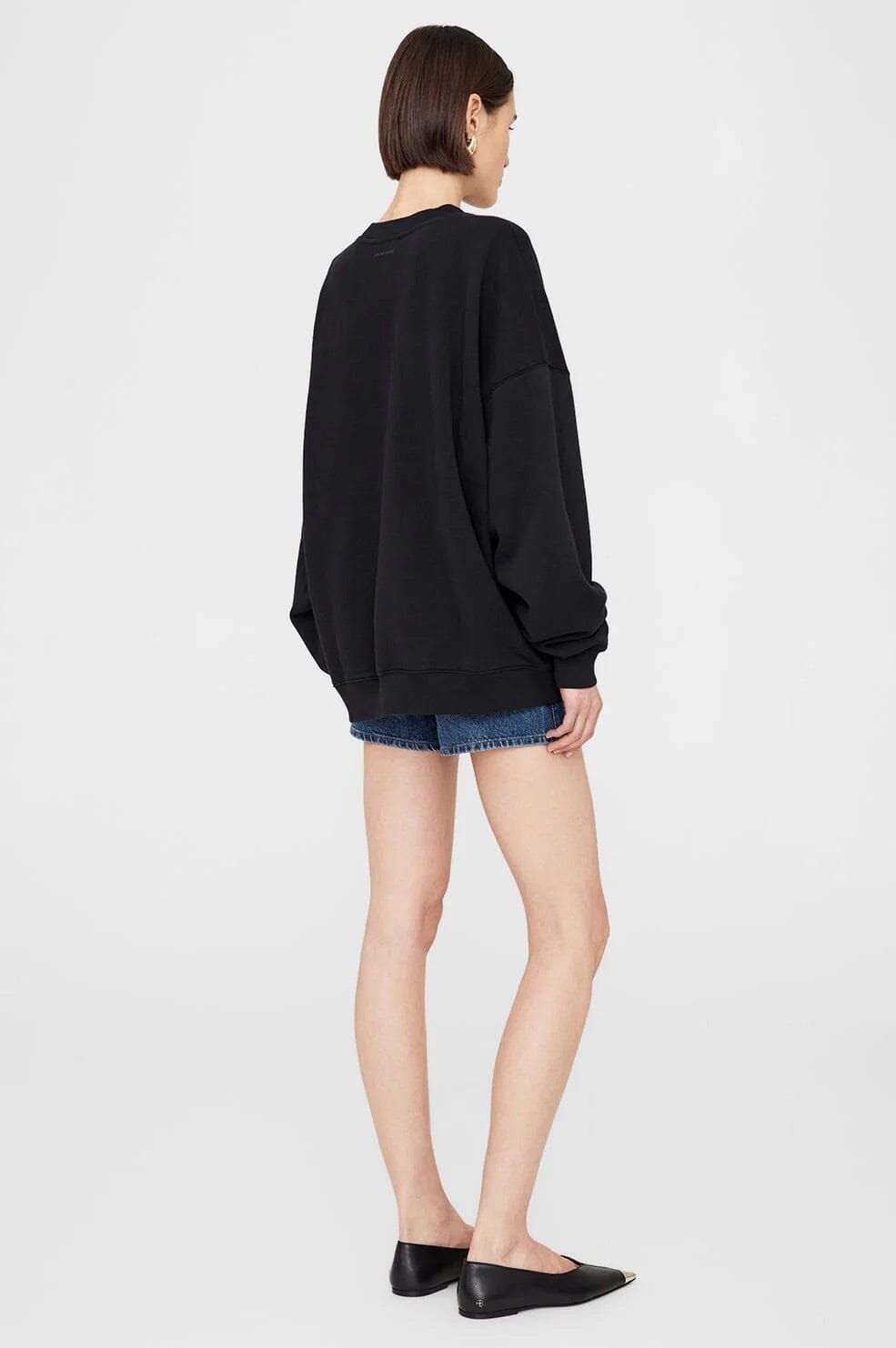 Anine Bing Miles Oversized Sweatshirt Letterman Black Genser