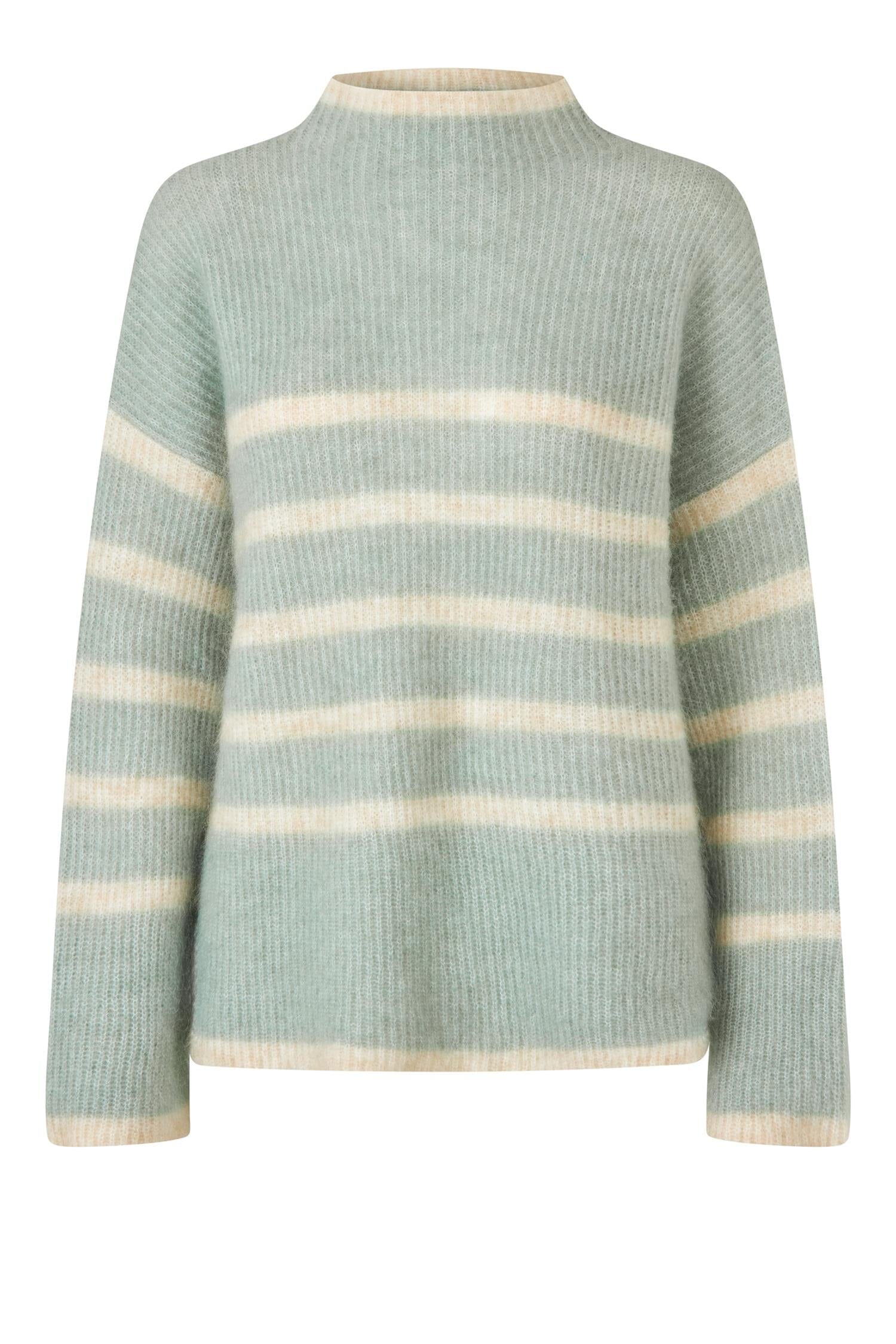 Second Female Ovalis Knit T-Neck Slate Green Genser