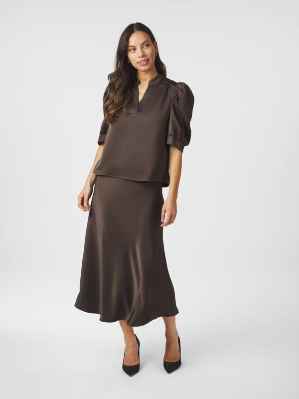 Neo Noir Roella Heavy Sateen Blouse Dark brown Bluse