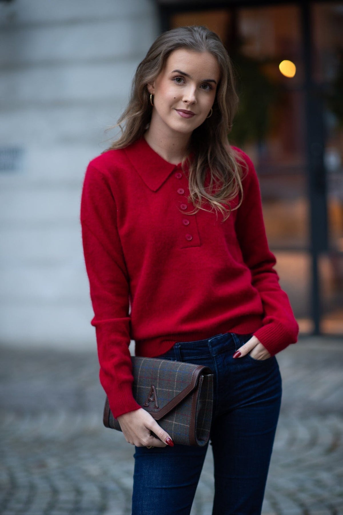 Isabelle Blanche Polo In Fox Yarn Rosso Genser