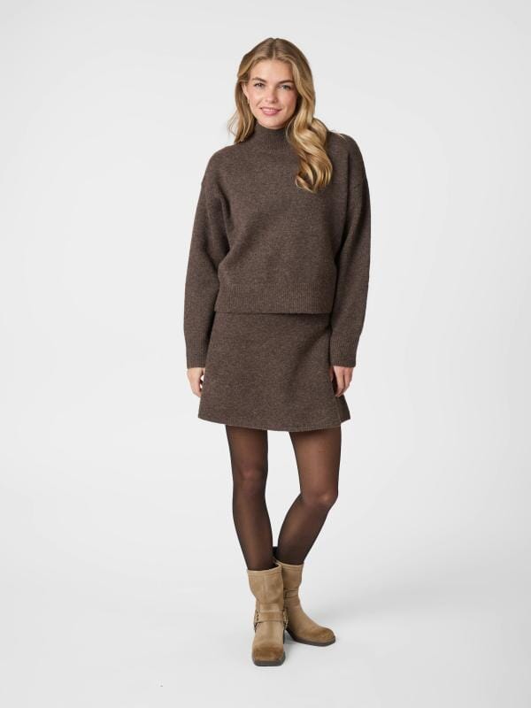 Neo Noir Paulina Knit Blouse Brown Melange Topp