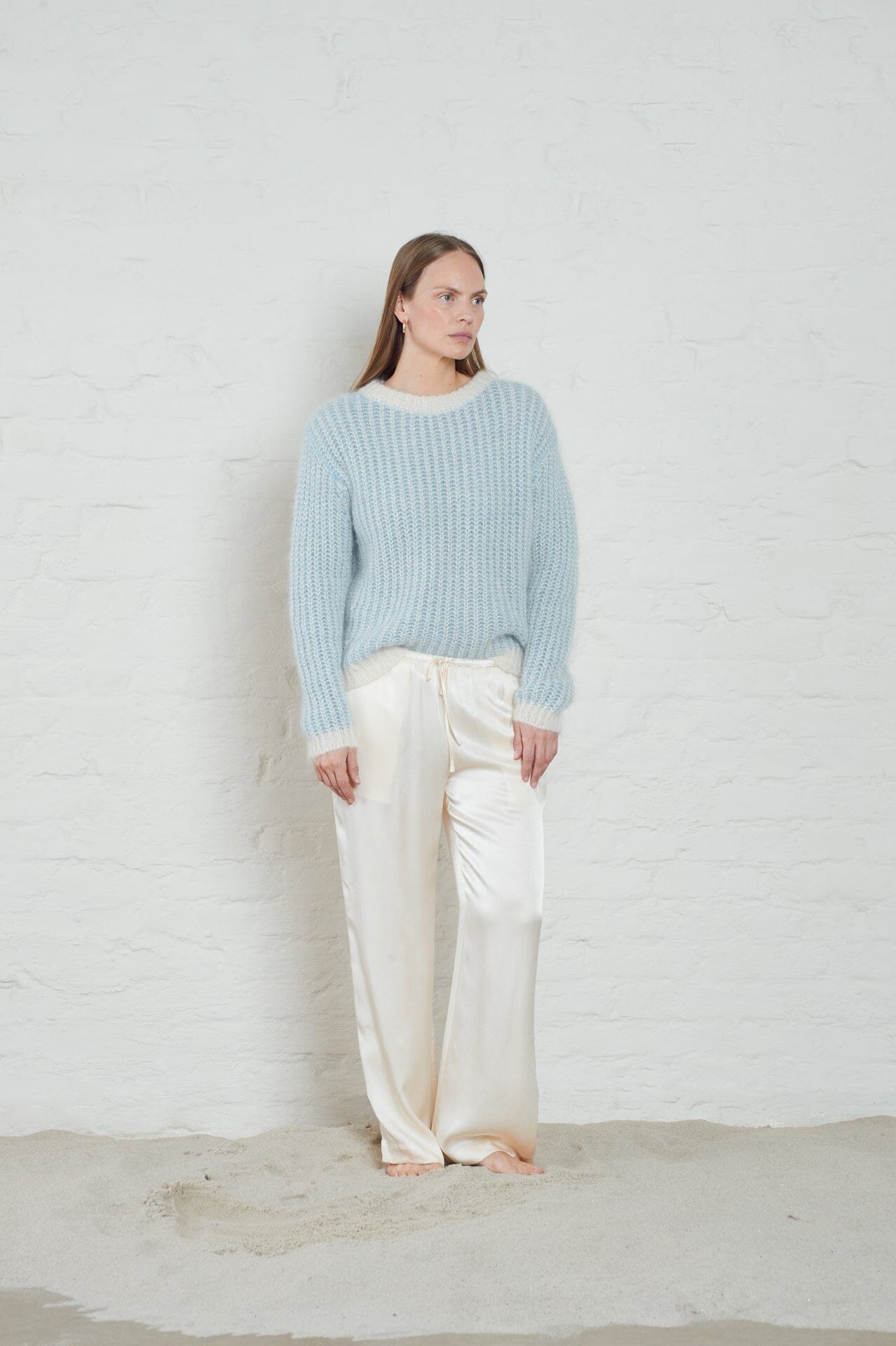 ArnieSays: Lane Brioche Ecru/Lt Blue Genser