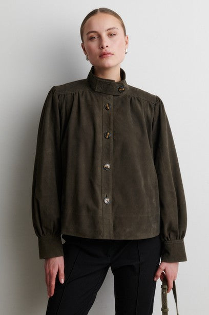 Zonie Suede Jacket Black Olive