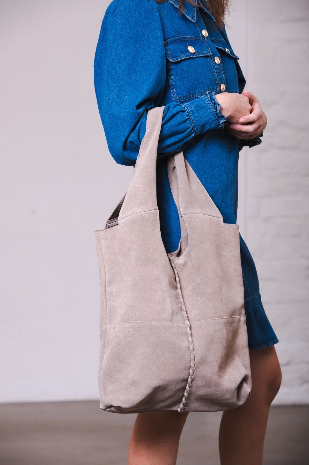 Beck Söndergaard Suede Demi Bag Moral Gray Tilbehør
