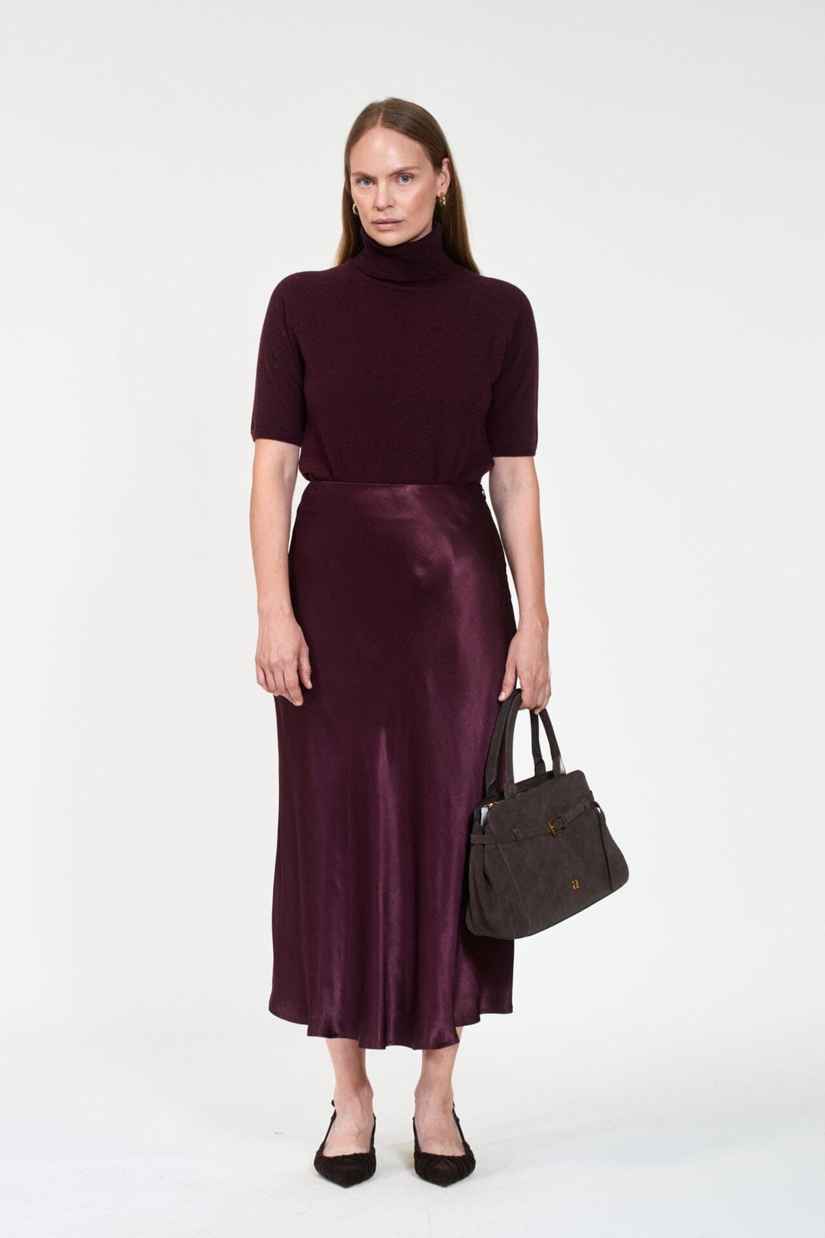 ArnieSays: EMERSON Satin Burgundy Skjørt