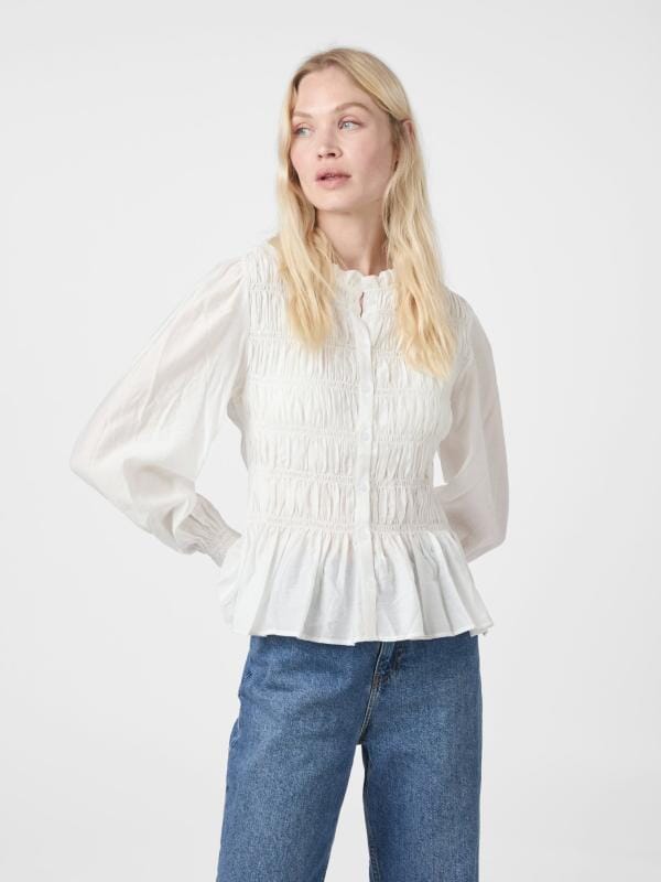 Neo Noir Mocca Smock Blouse Off White Bluse
