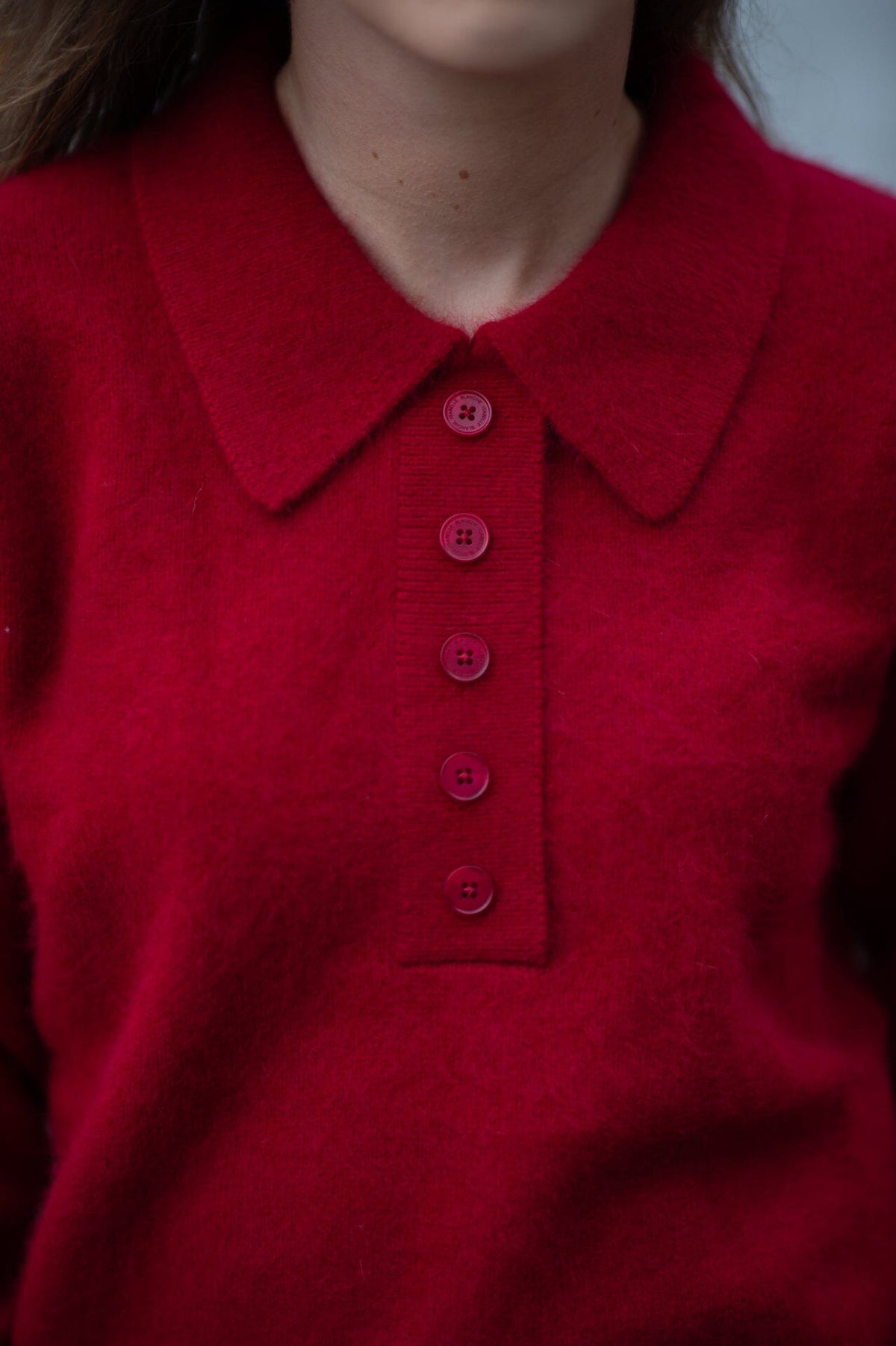 Isabelle Blanche Polo In Fox Yarn Rosso Genser