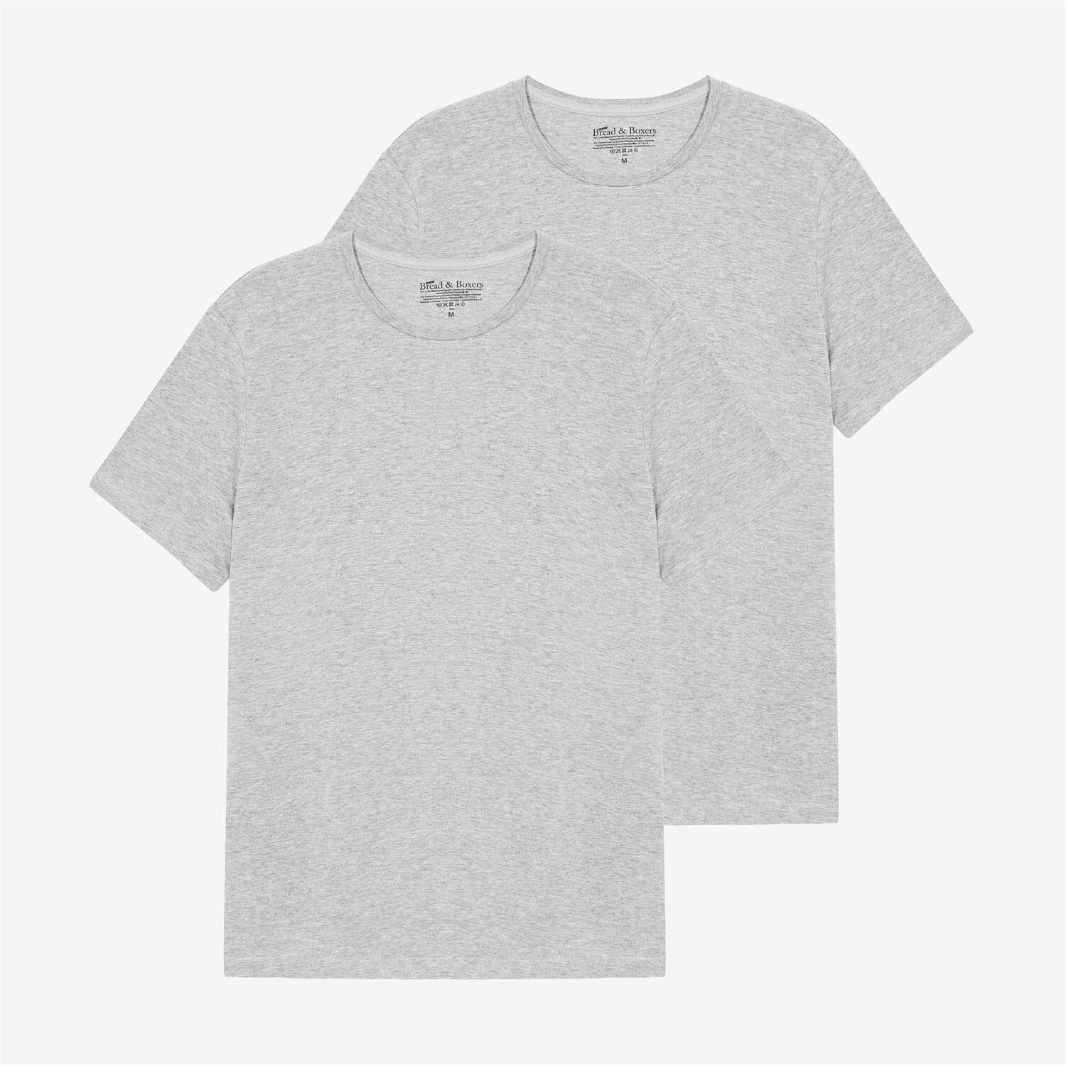 Bread and Boxers Mens 2-Pack Crew-Neck Grey Melange T-shirt
