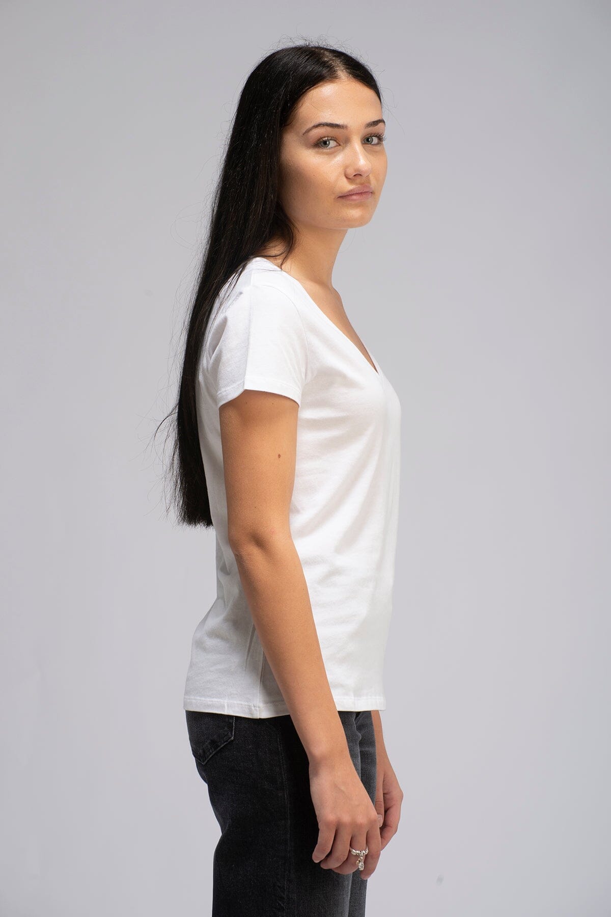 Majestic Filatures Deluxe Cotton Tee V-Neck White T-shirt