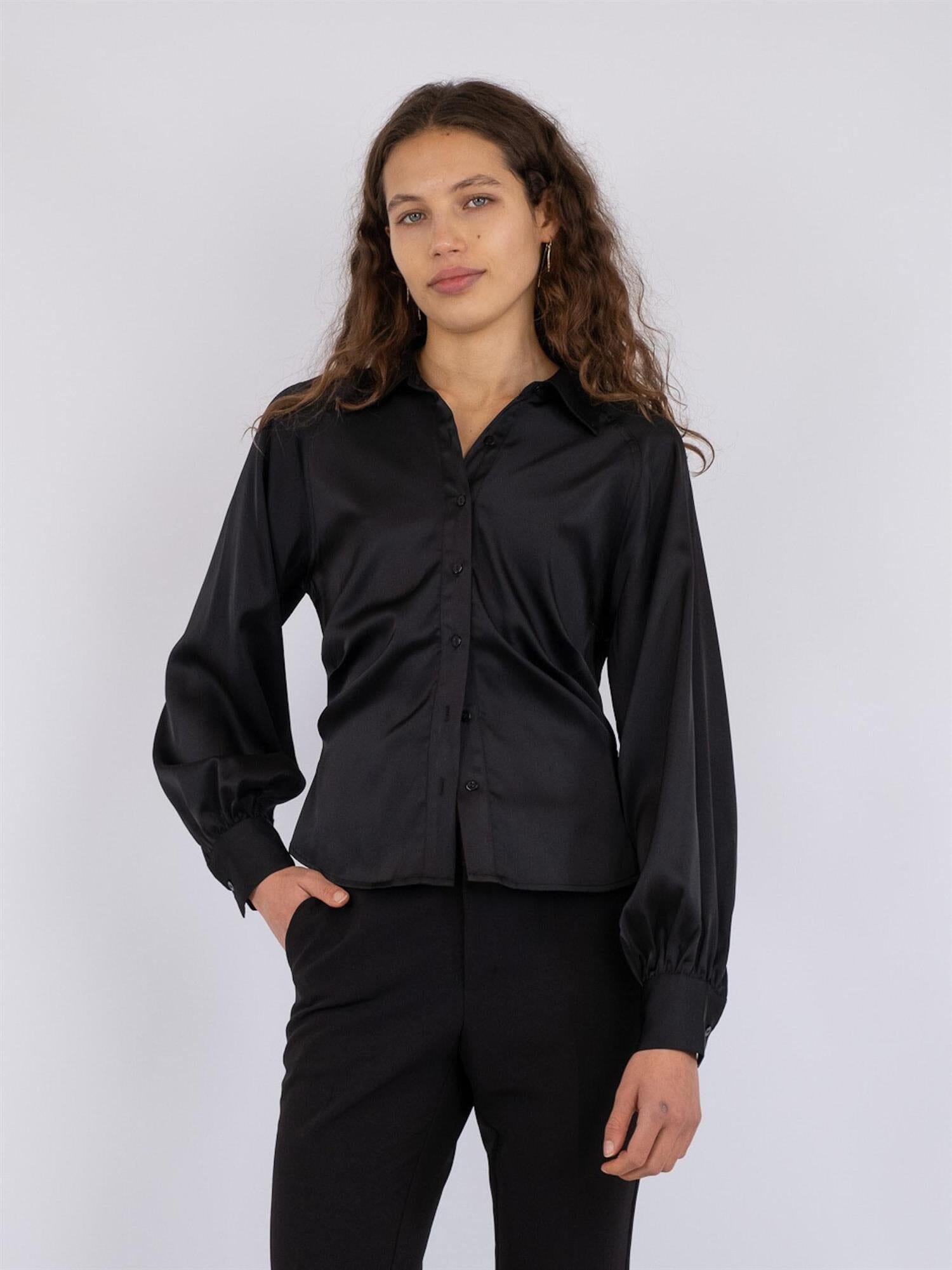 Neo Noir Susannah Sateen Shirt Black Skjorte