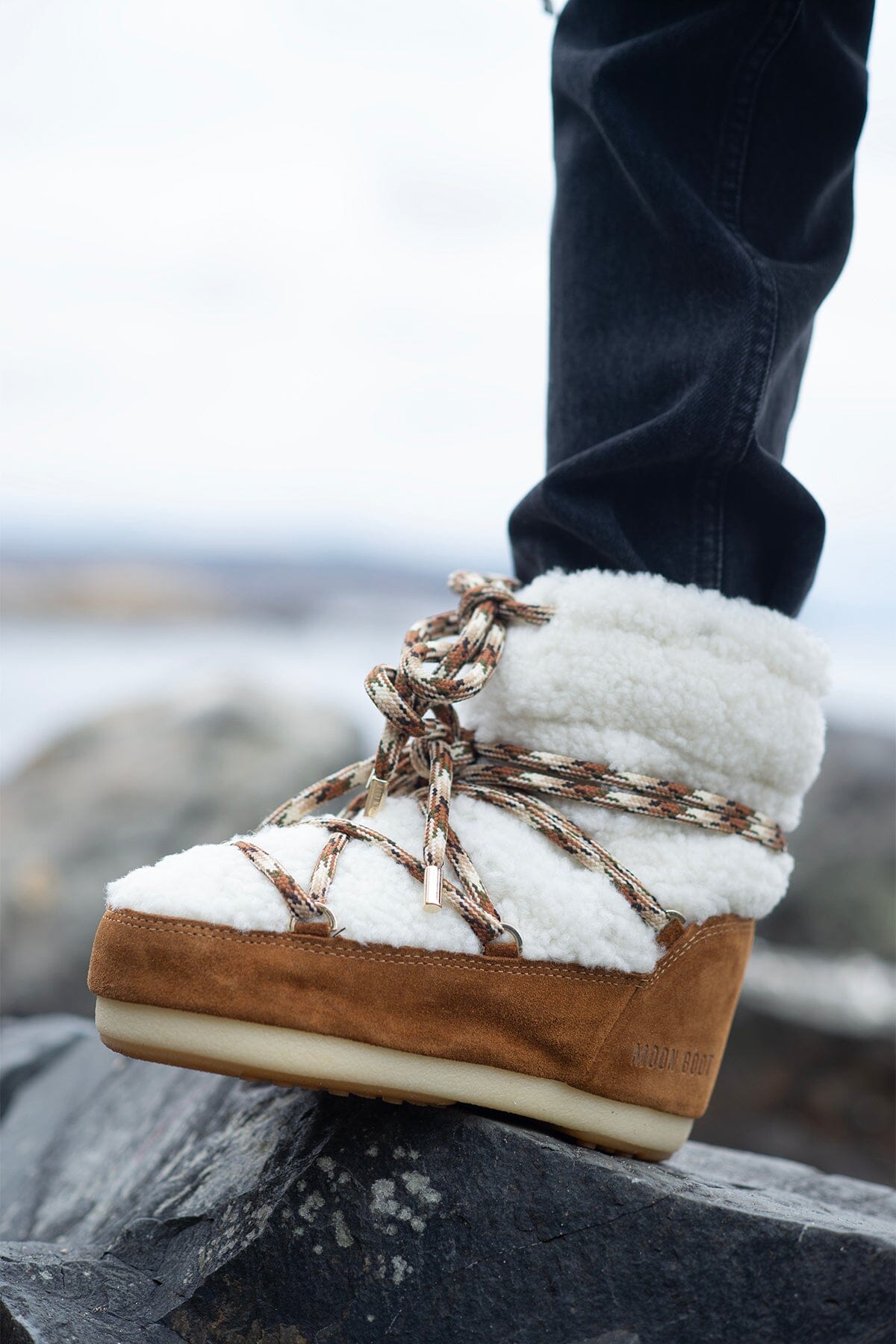 Moon Boot Soft Low Shearling Whisky/Off White Sko