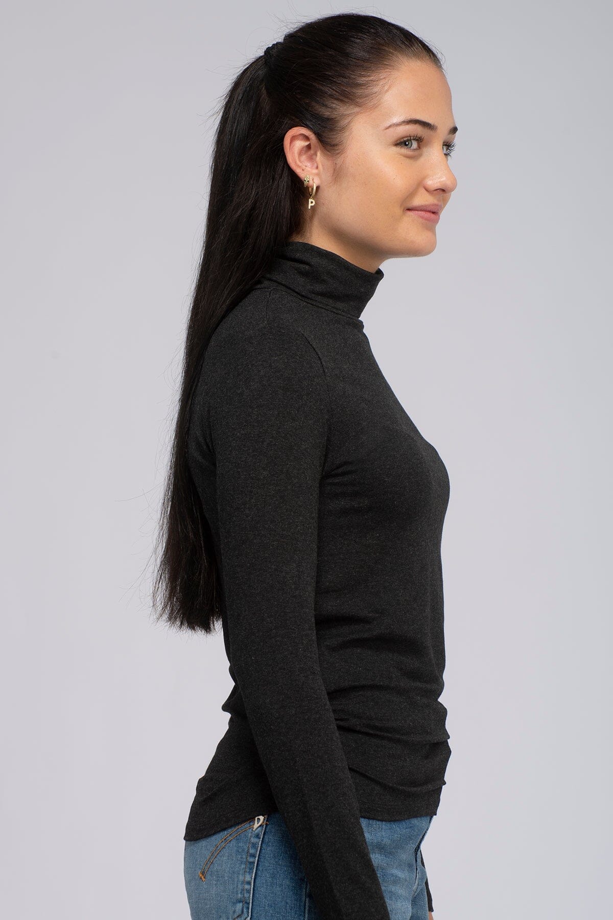 Majestic Filatures Viscose Turtleneck Anthracite T-shirt