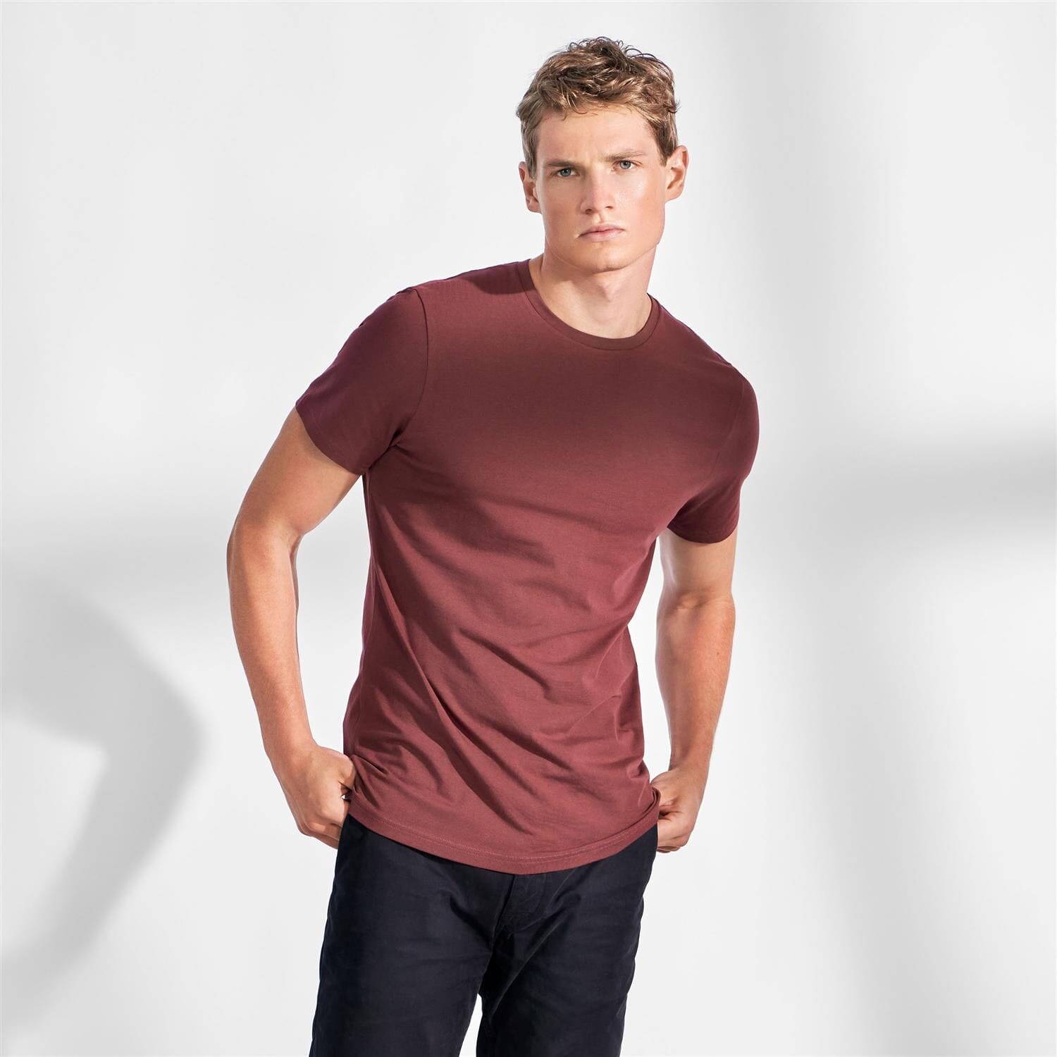 Bread and Boxers Man Cotton Crew-Neck Burgundy T-shirt