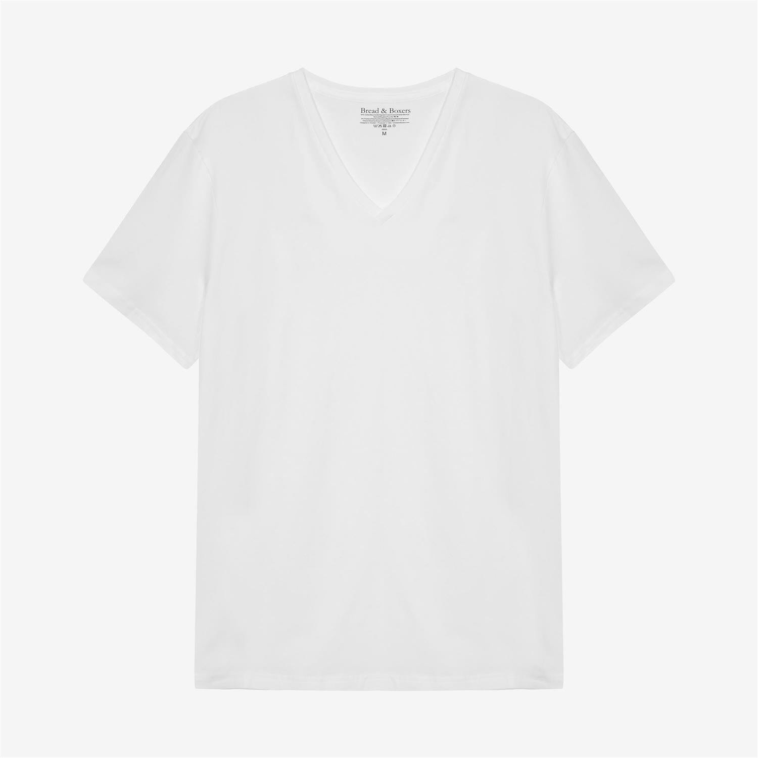 Bread and Boxers Mens V-Neck White T-shirt