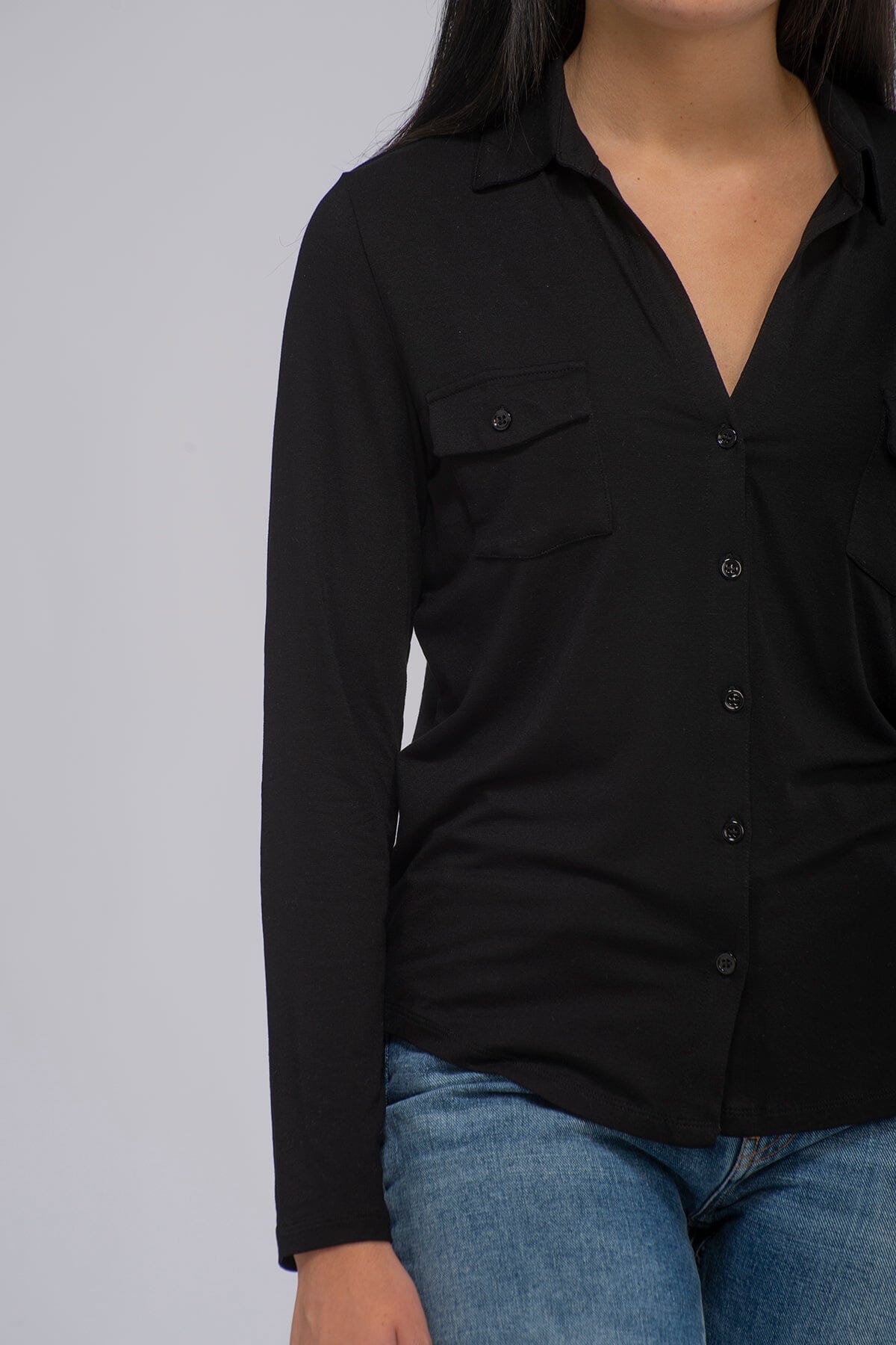 Majestic Filatures Viscose Signature Shirt Black Skjorte