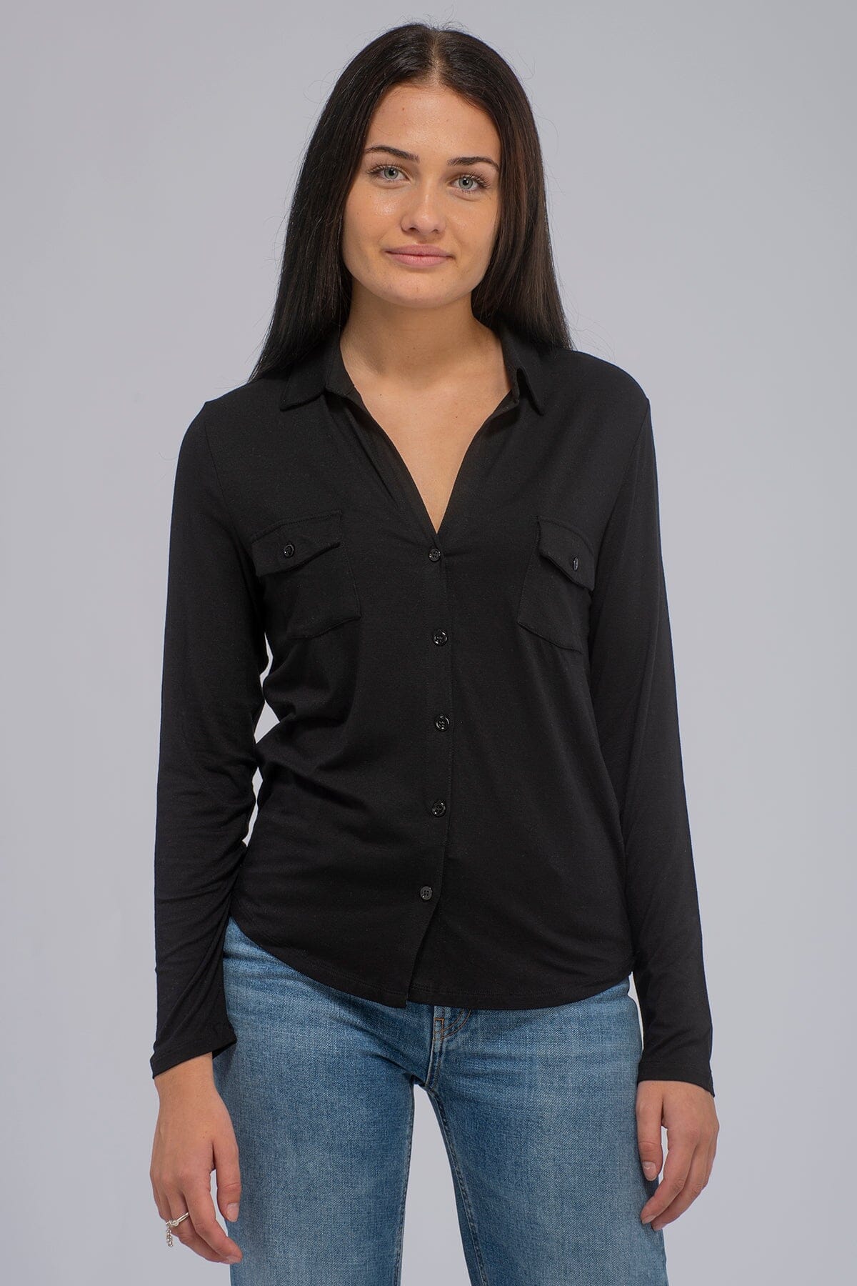 Majestic Filatures Viscose Signature Shirt Black Skjorte