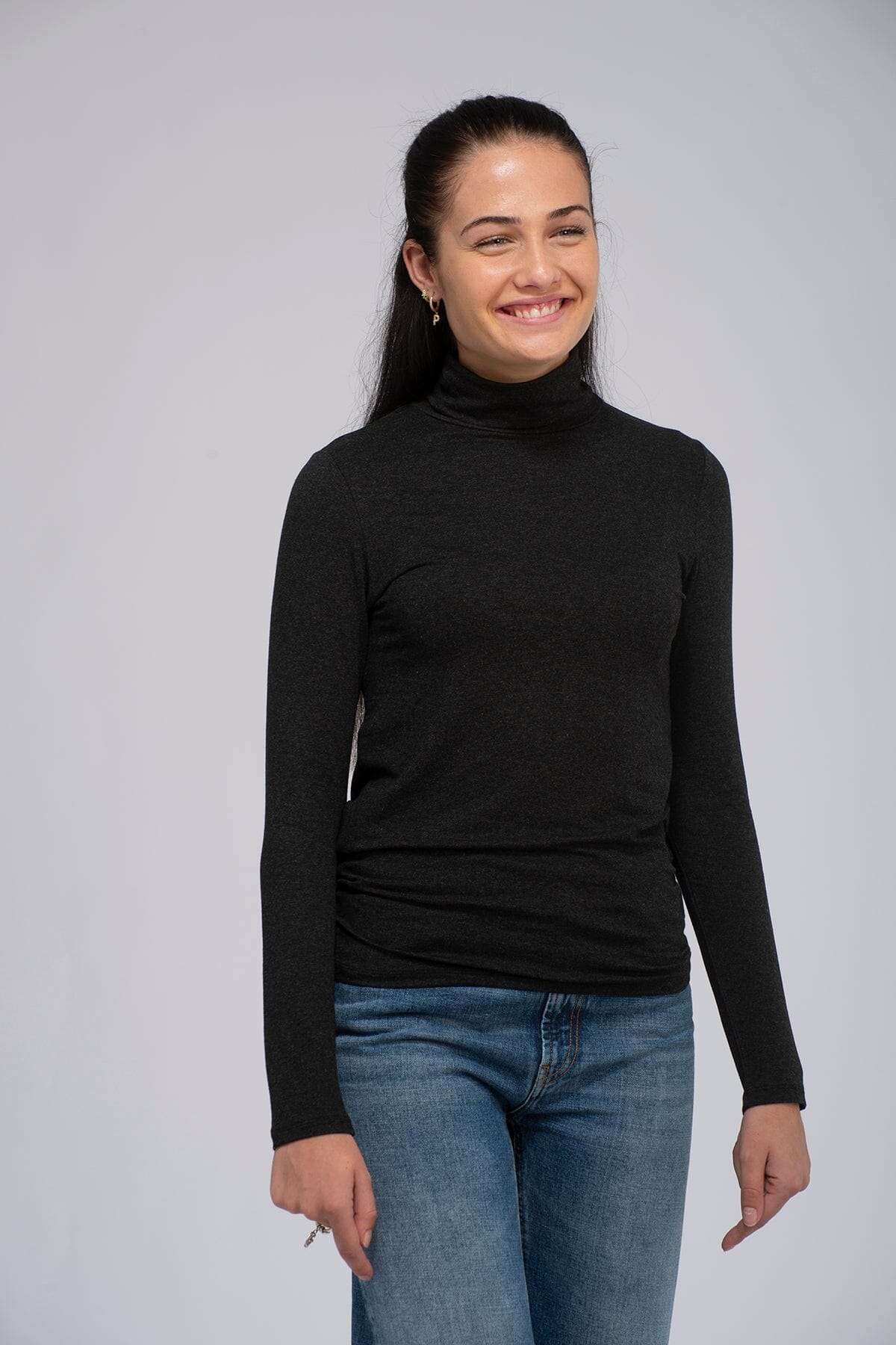 Majestic Filatures Viscose Turtleneck Anthracite T-shirt