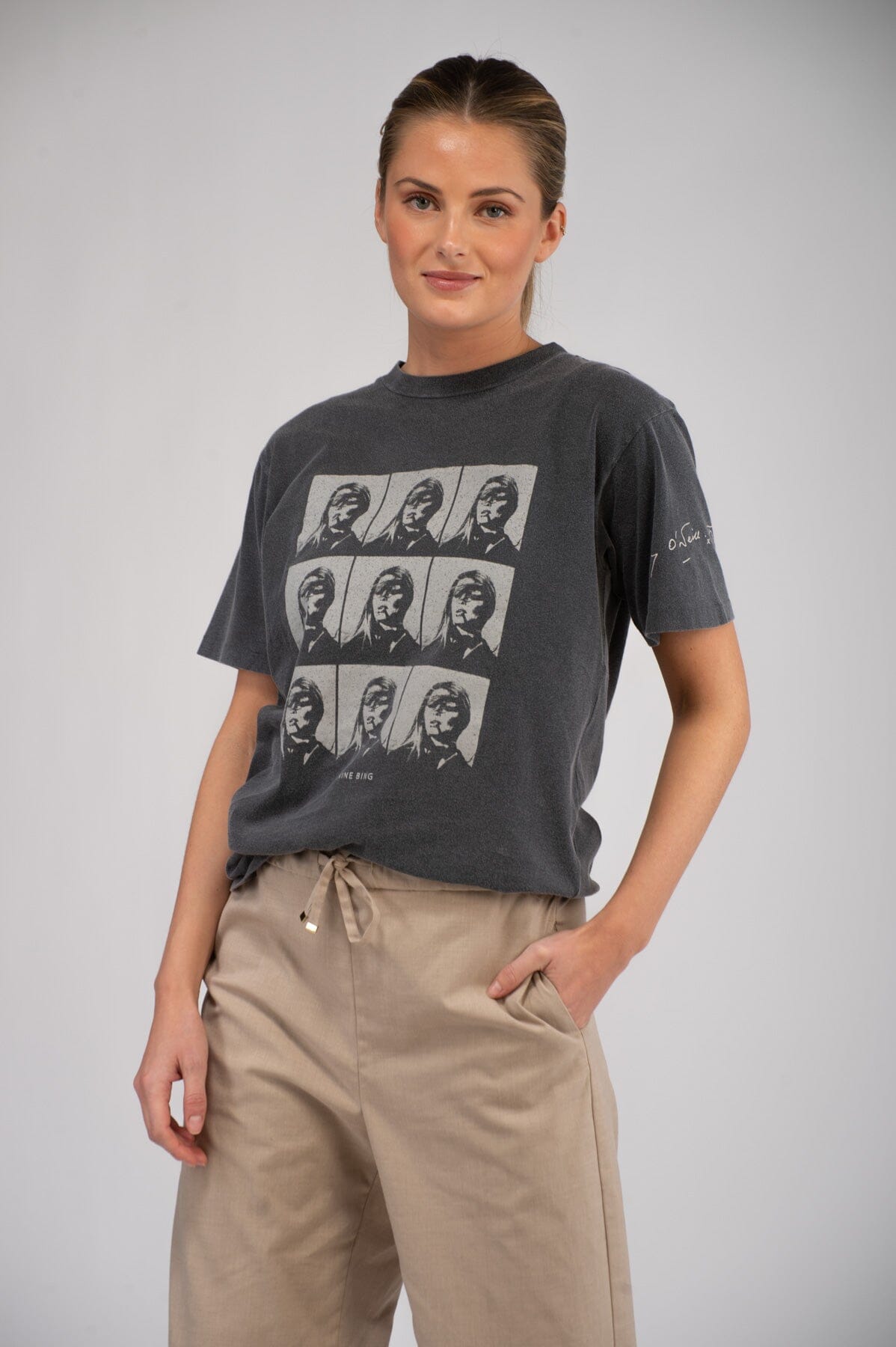 Anine Bing Hudson Tee Ab X To X Brigitte Bardot Film Washed Black T-shirt
