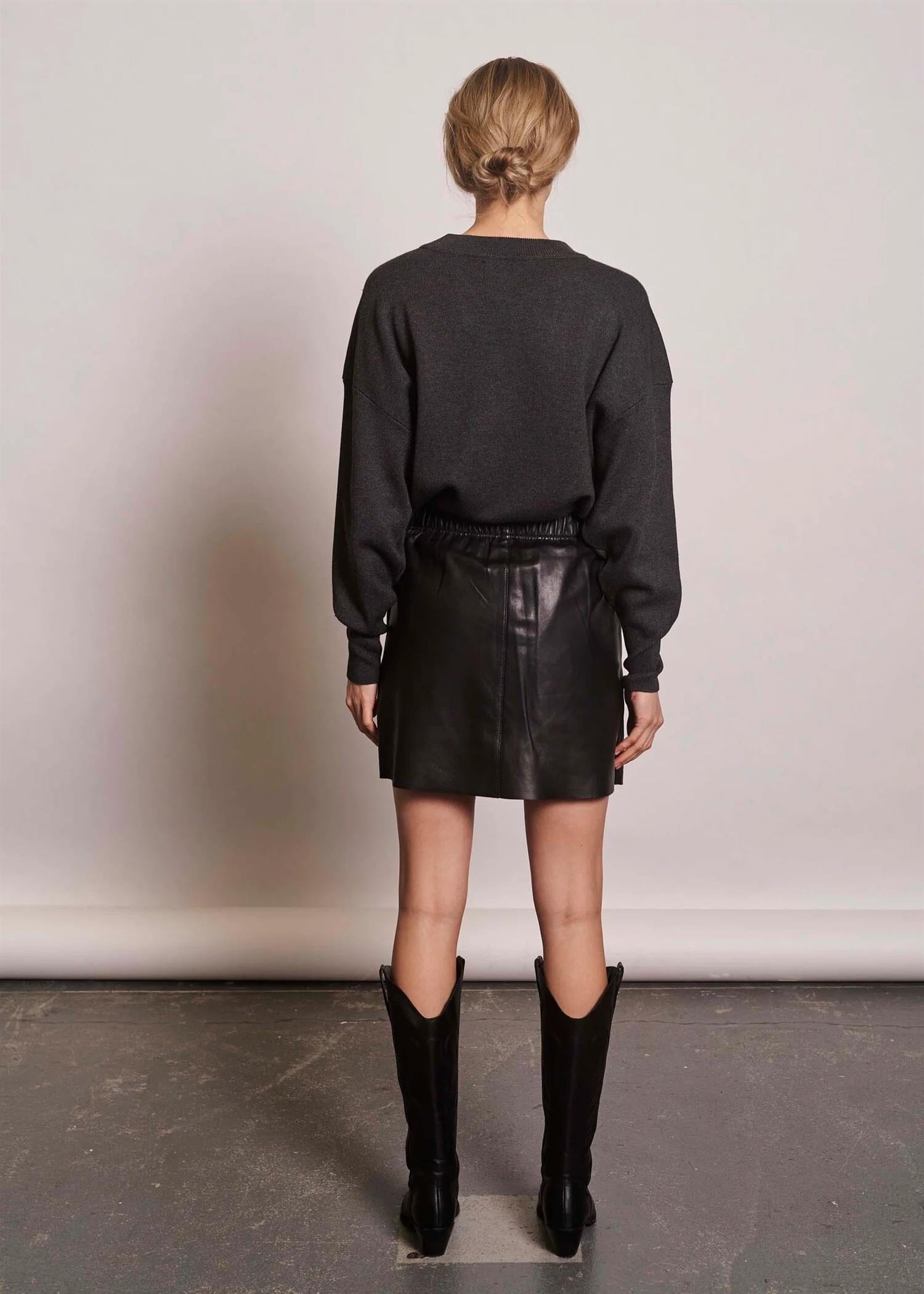 Norr Shelby Leather Skirt Black Skjørt