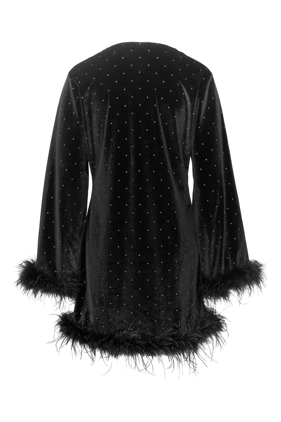Love Lolita Peach Mini Dress Black Velvet with Feather Kjole
