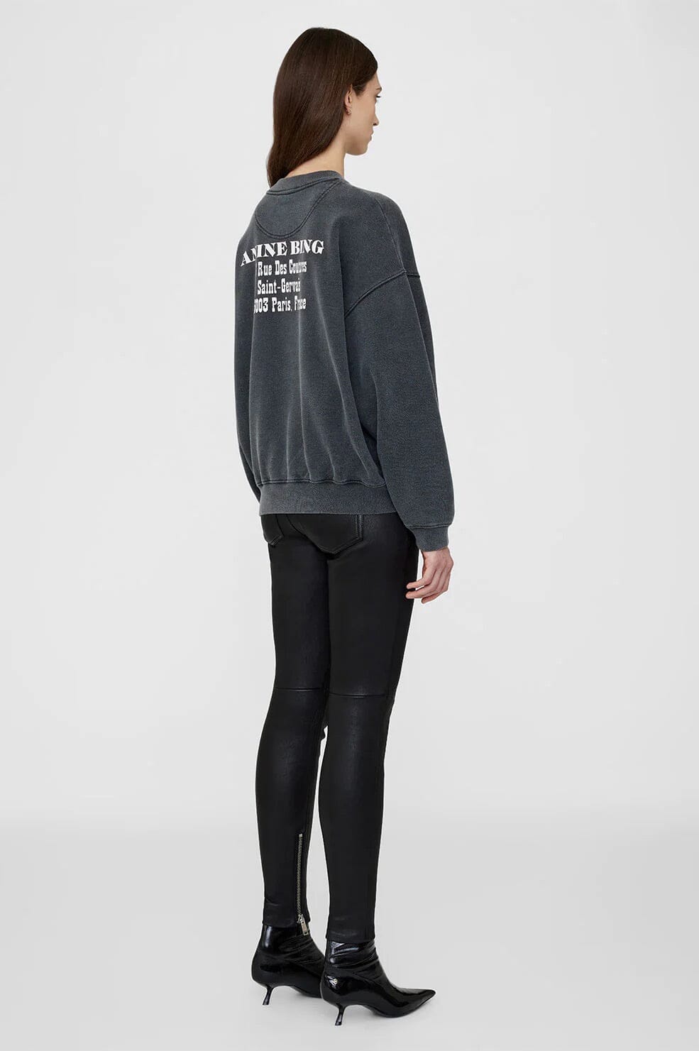 Anine Bing Jaci Sweatshirt Paris Washed Black Genser